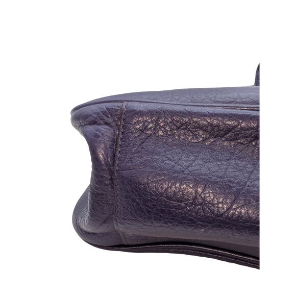 VTG Adrienne Vittadini Magnetic Purple Violet Tessa Pebble Leather Satchel - Picture 7 of 16